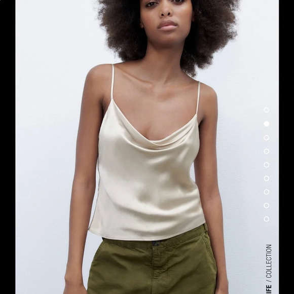 Zara Satin Effect Camisole - Size Small Taupe Grey - Picture 5 of 12